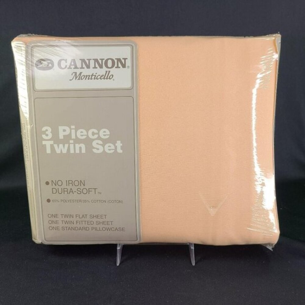 Cannon Monticello Twin Sheet Set Peach Color Cottagecore 3 Piece Blend Vtg New
